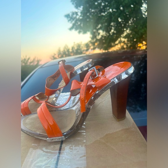 Michael Kors Orange Heeled Sandals - Picture 1 of 4